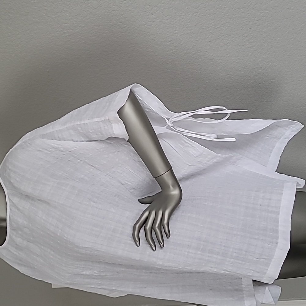 Eileen Fisher Women's White Poncho With Tie S/M - Picture 2 of 8